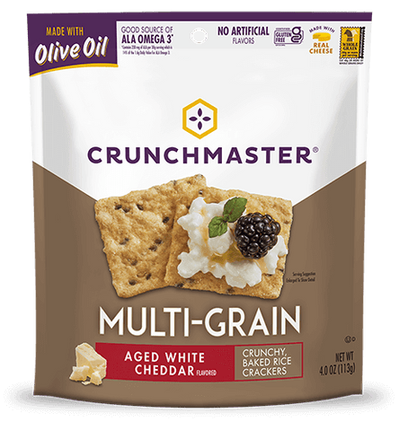 Crunchmaster Multi-Grain Aged White Cheddar Cracker, 4.0 OZ (Pack of 12)