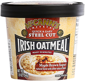 McCann's Quick & Easy Steel Cut Oatmeal Single Serve Cups Maple Brown Sugar, 1.9 OZ (Pack of 12)