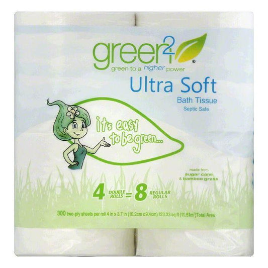 Green2 Two-Ply Double Rolls Ultra Soft Bath Tissue, 4 ea (Pack of 24)