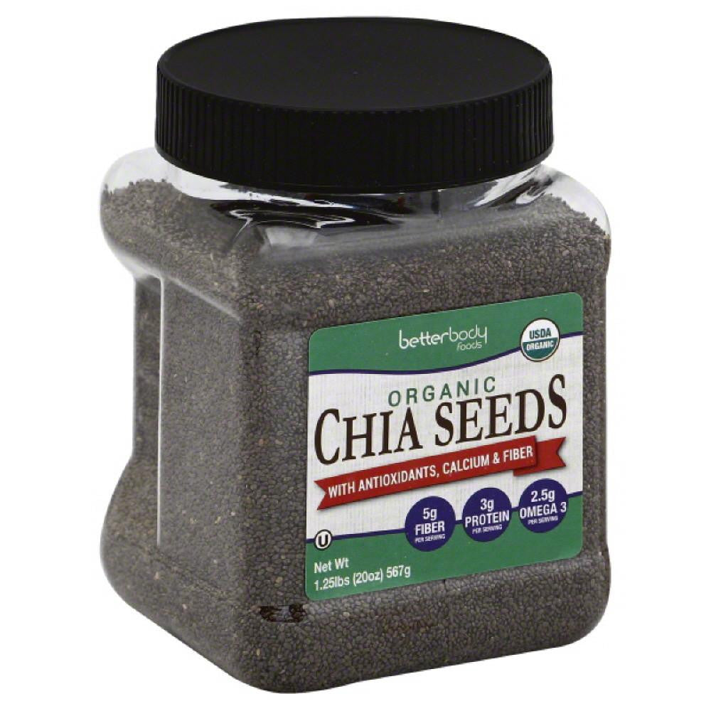 BetterBody Foods Calcium & Fiber with Antioxidants Organic Chia Seeds, 1.25 Lb (Pack of 6)
