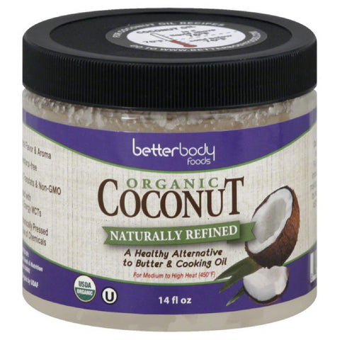 BetterBody Foods Organic Naturally Refined Coconut, 15.5 Oz (Pack of 6)