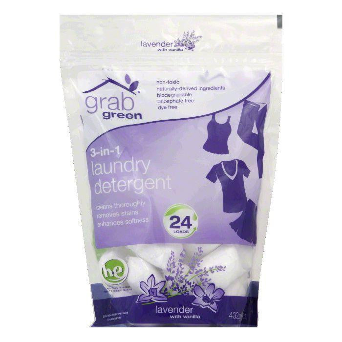 GrabGreen Lavender & Vanilla 3-in-1 Laundry Detergent 24 Loads, 15.2 OZ (Pack of 6)