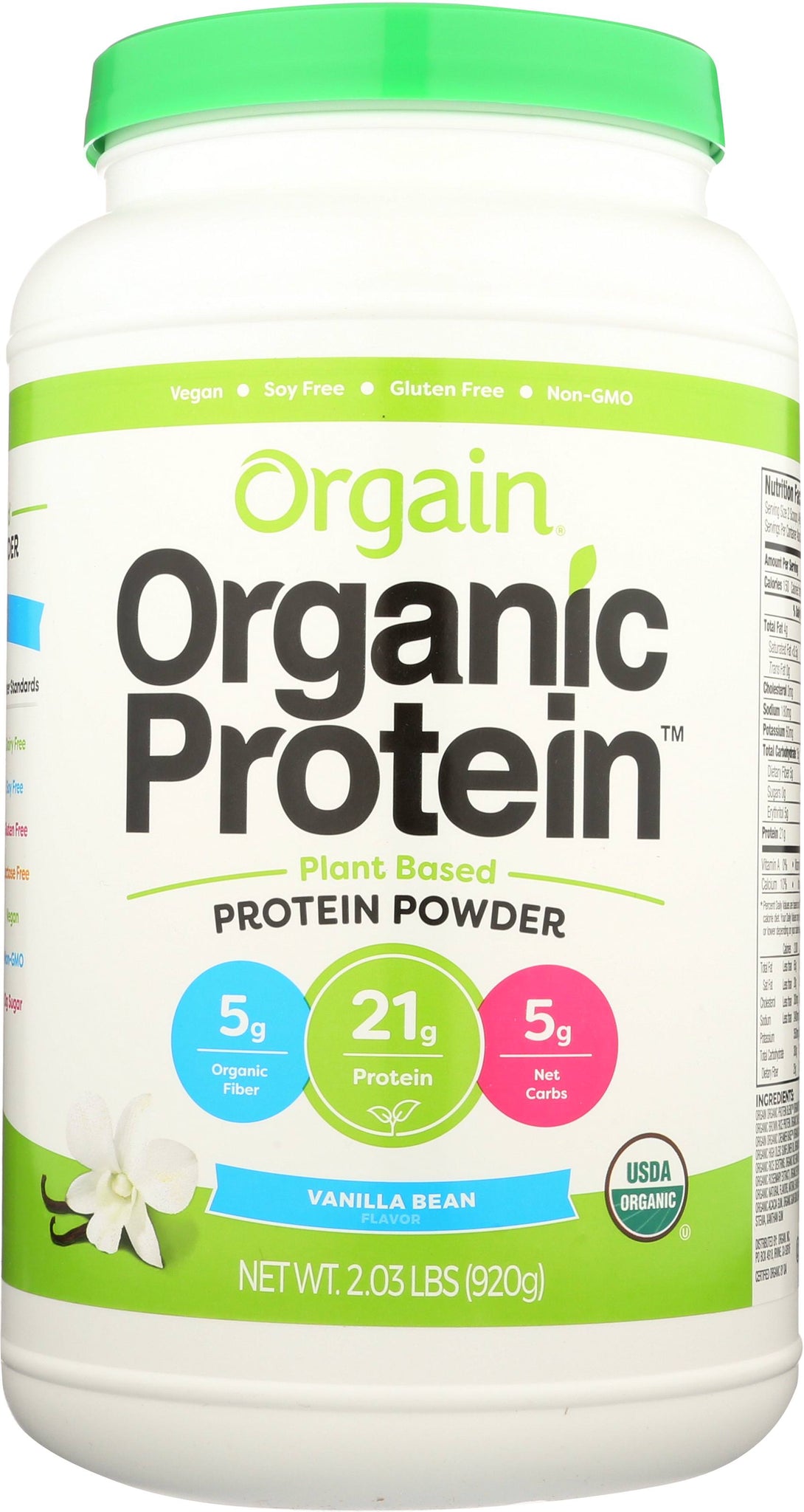 Orgain Sweet Vanilla Bean Organic Protein Powder, 2.05 lb (Pack of 1)