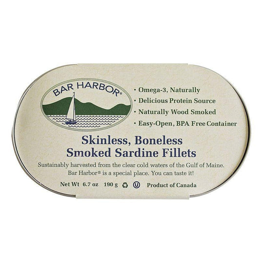 Bar Harbor Boneless Skinless Smoked Sardine Fillets, 6 OZ (Pack of 12)