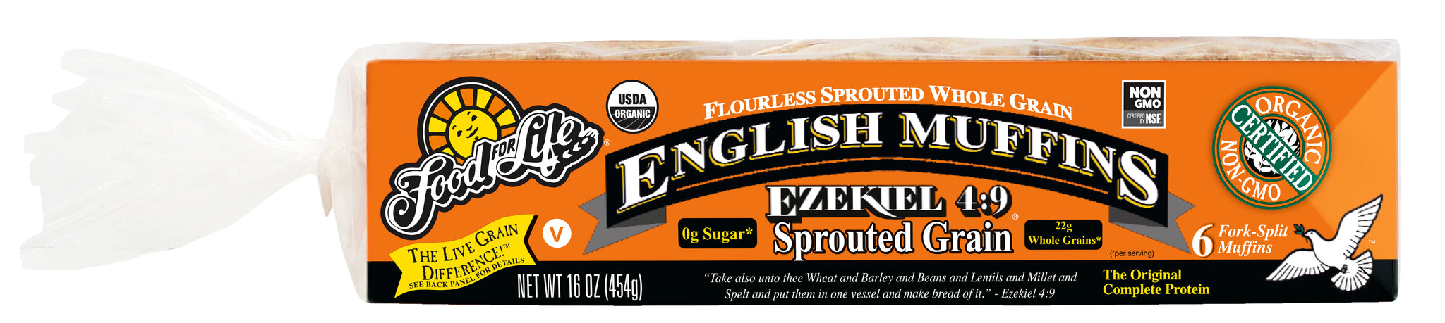Food For Life Organic Ezekiel 4:9 Sprouted Whole Grain English Muffins, 16 Oz (Pack of 6)