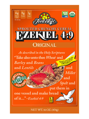Food For Life Organic Ezekiel 4:9 Sprouted Whole Grain Cereal, Original , 16 Oz (Pack of 6)