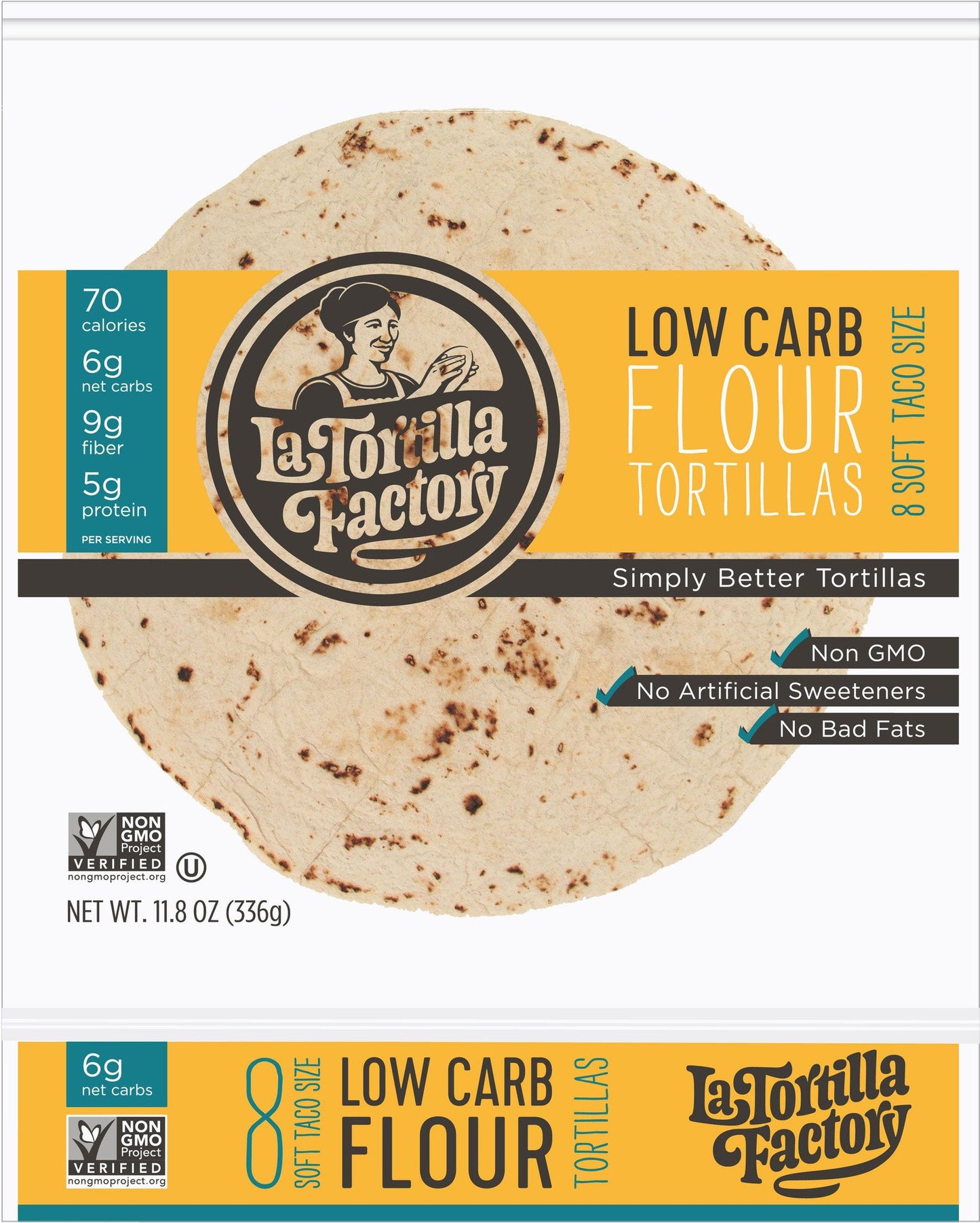 La Tortilla Factory Low Carb, High Fiber Tortillas, Traditional Flour, 8 Ea (Pack of 10)