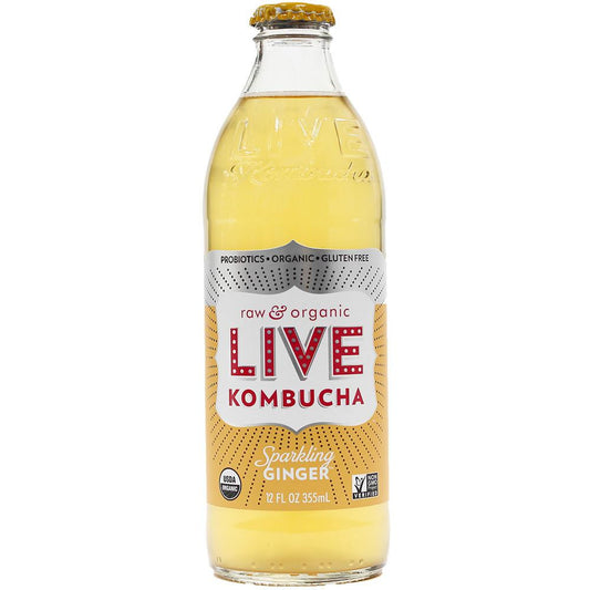 Live Beverage Sparkling Ginger Kombucha, 12 Oz (Pack of 8)