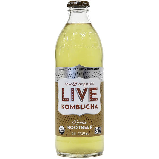Live Beverage Revive Rootbeer Kombucha, 12 Oz (Pack of 8)