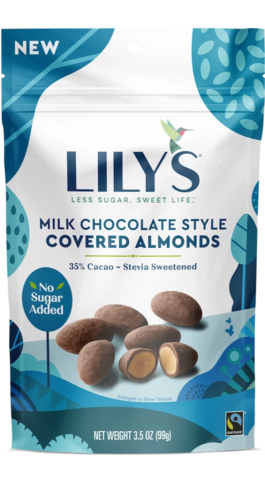 Lily's Sweets Milk Chocolate Covered Almonds, 3.5 Oz (Pack of 12)