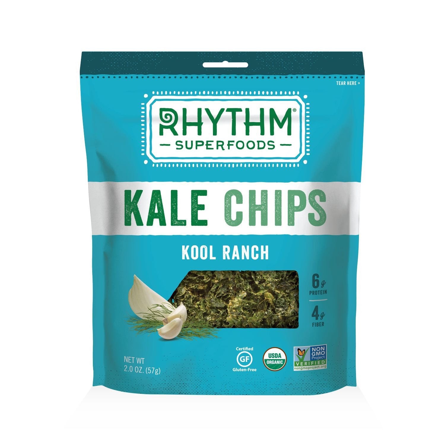 Rhythm Superfoods Kool Ranch Kale Chips, 2 OZ (Pack of 12)