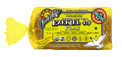 Food For Life Organic Ezekiel 4:9 Sprouted Whole Grain Flax Bread, 24 Oz (Pack of 6)