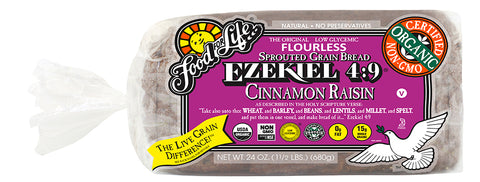 Food For Life Organic Ezekiel 4:9 Cinnamon Raisin Sprouted Whole Grain Bread, 24 Oz (Pack of 6)