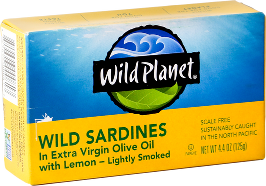 Wild Planet Wild Sardines in Extra Virgin Olive Oil with Lemon, 4.4 Oz (Pack of 12)