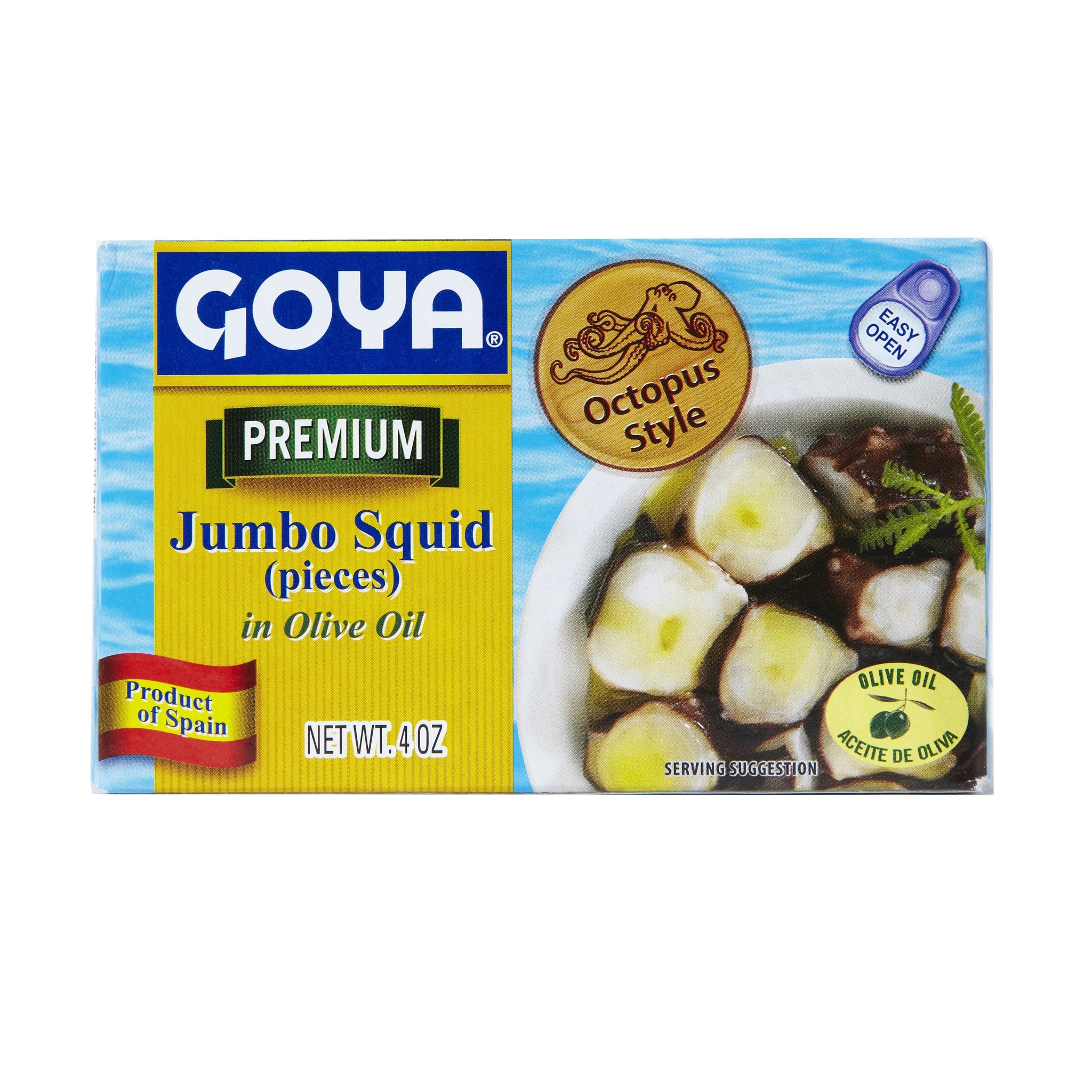 Goya Premium Jumbo Squid in Olive Oil Octopus Style, 4 OZ (Pack of 25)