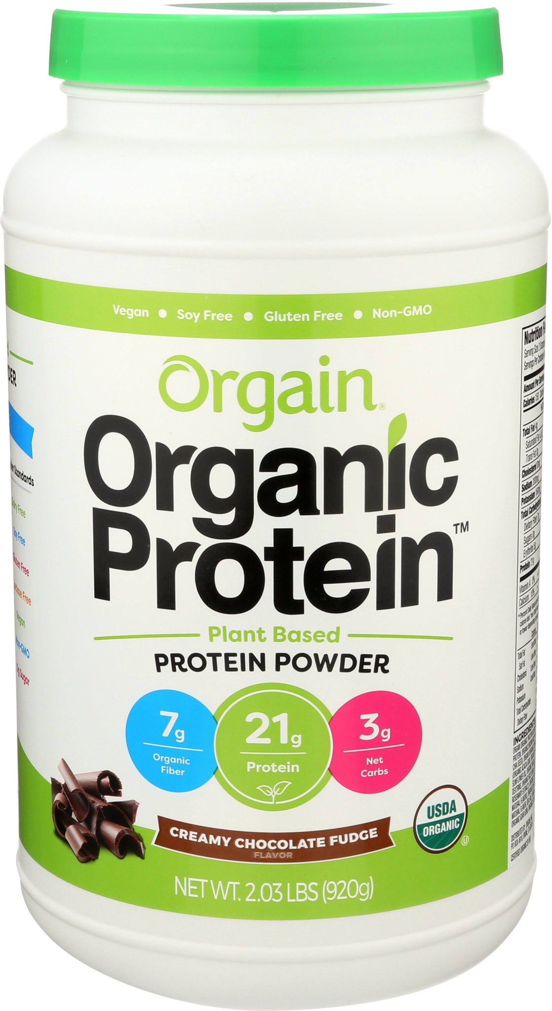 Orgain Creamy Chocolate Fudge Plant Based Protein Powder, 2.03 Lb (Pack of 1)