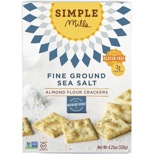 Simple Mills Fine Ground Sea Salt Almond Flour Crackers, 4.25 OZ (Pack of 6)