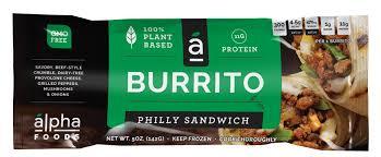 Alpha Foods Vegan Philly Sandwich Burrito, 5 Oz (Pack of 12)
