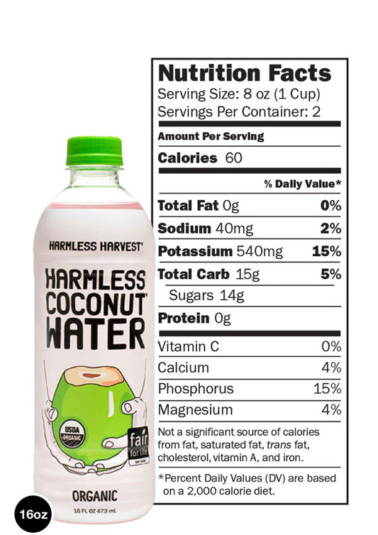 Harmless Harvest 100% Raw Coconut Water, 16 Fo (Pack of 12)